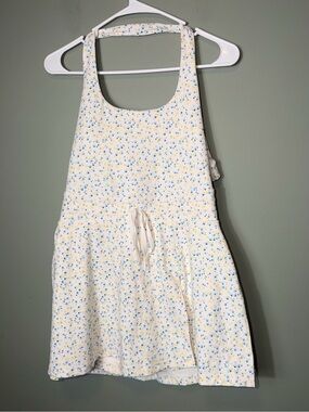 Blogilates Women’s New Game Set Match Dress Blue/Yellow Floral Print Medium
